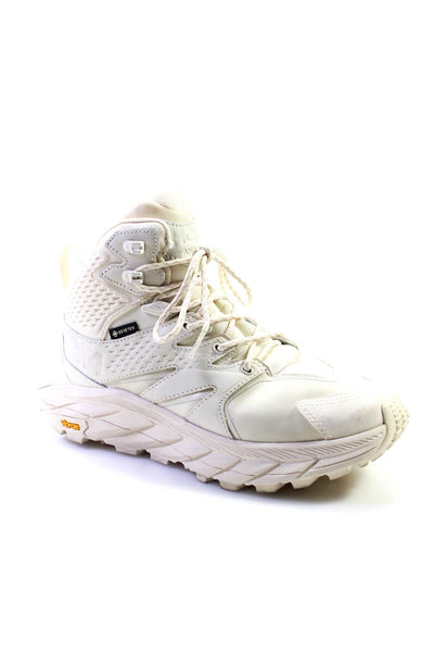 HOKA Womens Round Toe Lace Up High Top Athletic Hiking Sneakers Beige Size 6B