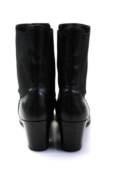Derek Lam Womens Leather Laced Pointed Toe Chelsea Mid-Calf Boots Black Size 9US