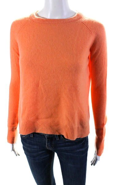 360 Sweater Womens Cashmere Knit Long Sleeve Crewneck Sweater Orange Size XS