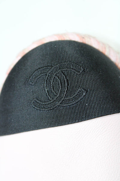 Chanel Womens Grosgrain CC Cap Toe Espadrilles Pumps Pink Black Leather Size 38