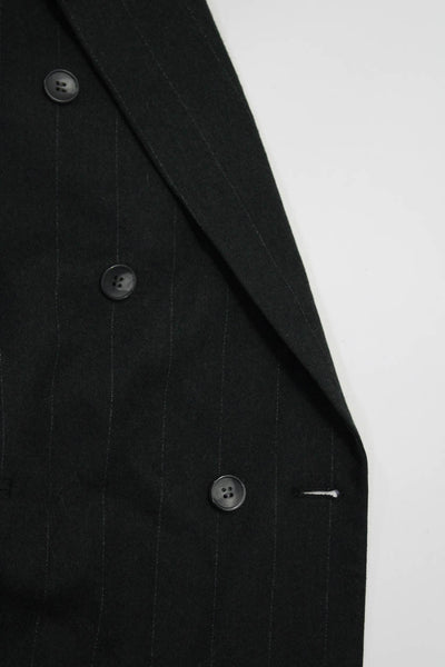 Disegno Originale Mens Wool Striped Print Double Breasted Blazer Black Size 46
