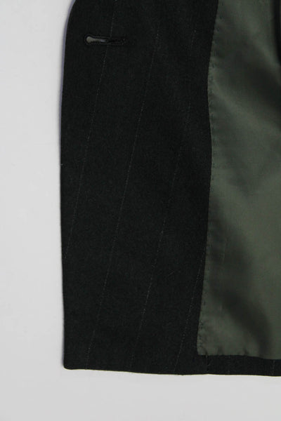 Disegno Originale Mens Wool Striped Print Double Breasted Blazer Black Size 46