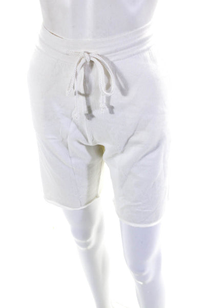 360 Cashmere Women's Drawstring Pockets Casual Short Cream Size L