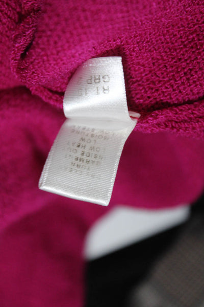 St. John Womens Wool Knit Square Neck Sleeveless Boxy Tank Fuschia Pink Size M