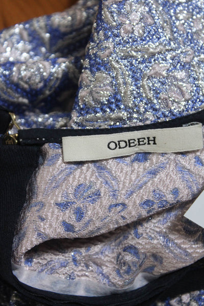 Odeeh Womens Metallic Jacquard Short Sleeve Tee Shirt Blouse Pink Blue IT 42