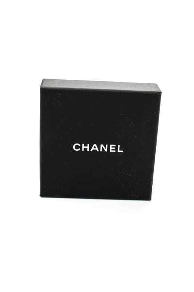 Chanel Womens Black Resin Silver Tone Logo Cuff Bracelet