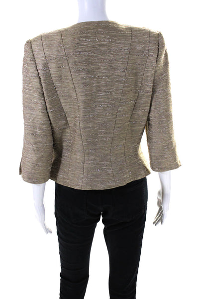 Carmen Marc Valvo Collection Women's Short Sleeves Beaded Jacket Gold Size 10