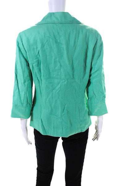 Lafayette 148 New York Women's 3/4 Sleeves Three Button Line Blazer Green Size 6