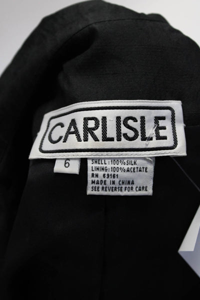 Carlisle Women's Collared Long Sleeves Six Button Line Blazer Black Size 6