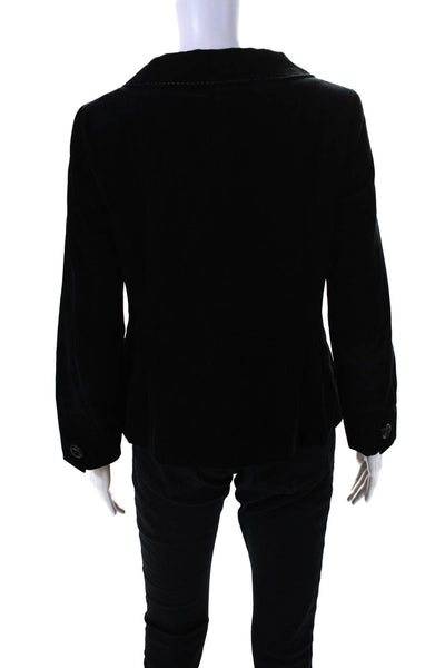 Rena Lange Women's Long Sleeves Line Bow Line Corduroy Jacket Black Size 8