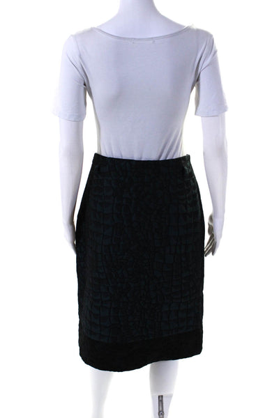 Moschino Cheap & Chic Womens Zip Closure Textured A-Line Midi Skirt Green Size 8