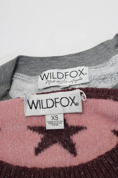 Wildfox Womens Long Sleeve Sweatshirt Sweater Gray Multicolor Size S XS Lot 2