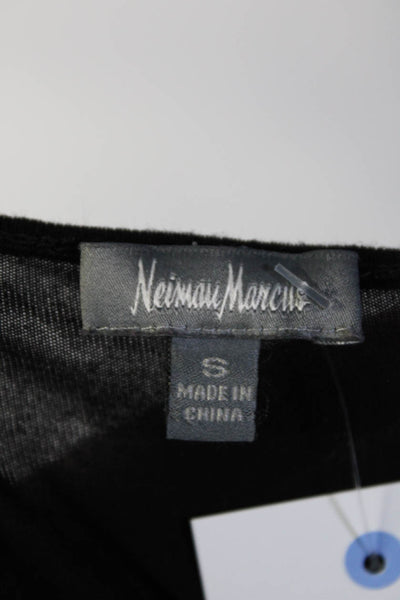 Neiman Marcus Womens Laser Cut Jersey Short Sleeve Sheath Dress Black Size Small
