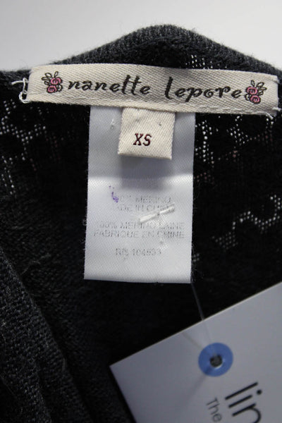 Nanette Lepore Womens Sequin Stripe Sweater Shift Dress Gray Wool Size XS