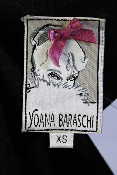 Yoana Baraschi Womens Lace Trim V Neck Cap Sleeve Sheath Dress Black Size XS