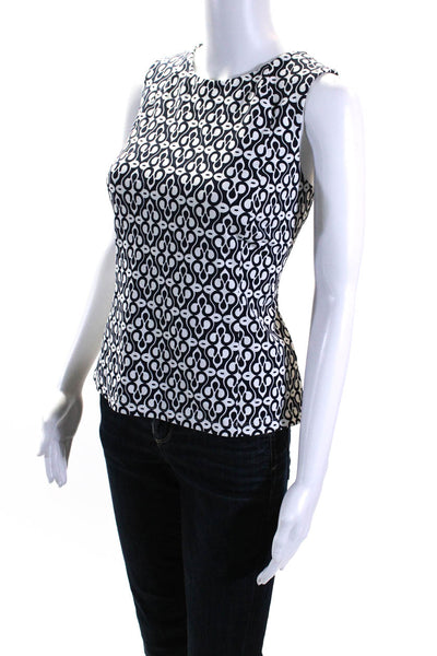 J. Mclaughlin Women's Round Neck Sleeveless Spotted Blouse Black White Size S