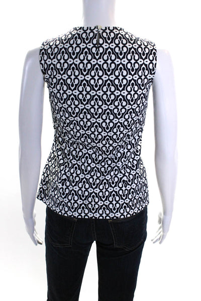 J. Mclaughlin Women's Round Neck Sleeveless Spotted Blouse Black White Size S