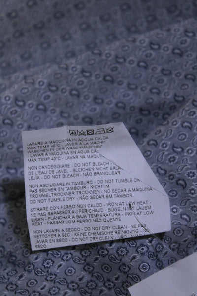 Etro Mens Paisley Print Button Down Dress Shirt Blue Cotton Size EUR 44