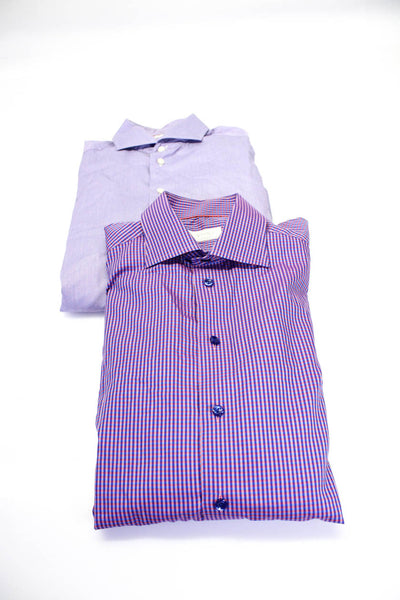Eton Mens Button Down Dress Shirts Purple Size 16 41 42 16.5 Lot 2