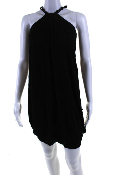 Yigal Azrouel Women's Halter Neck Sleeveless Bubble Hem Mini Dress Black Size S