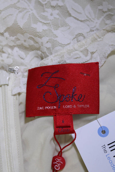 Z Spoke Zac Posen Women's Round Neck Lace Mini Fit Flare Mini Dress Cream Size 6