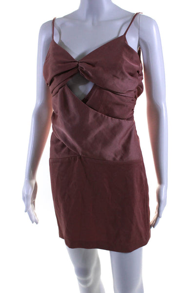 NBD Women's V-Neck Spaghetti Straps Cinch Cutout Mini Dress Mauve Size S