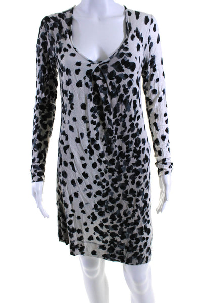 Piazza Sempione Women's Round Neck Long Sleeves A-Line Animal Print Dress Size 6