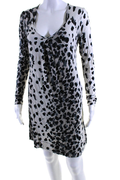 Piazza Sempione Women's Round Neck Long Sleeves A-Line Animal Print Dress Size 6