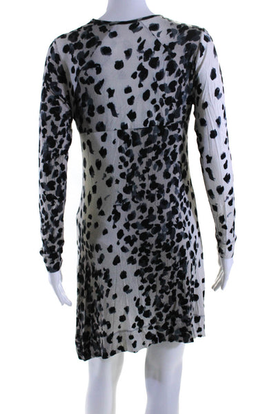 Piazza Sempione Women's Round Neck Long Sleeves A-Line Animal Print Dress Size 6