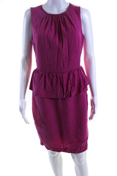 Trina Turk Women's Round Neck Sleeveless Ruffle Tiered Mini Dress Pink Size 6