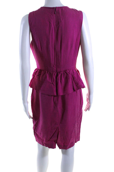 Trina Turk Women's Round Neck Sleeveless Ruffle Tiered Mini Dress Pink Size 6