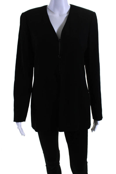 Carlisle Women's V-Neck Long Sleeves Line Three Button Blazer Black Size 6
