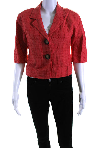 Lafayette 148 New York Women's Short Sleeves Collared Line Blazer Orange Size 6