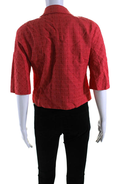 Lafayette 148 New York Women's Short Sleeves Collared Line Blazer Orange Size 6