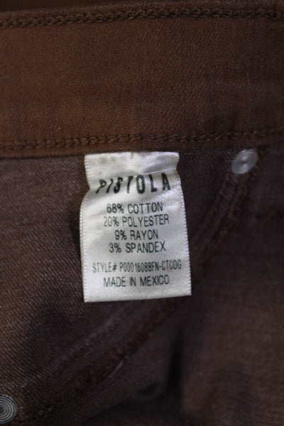 Pistola Womens Cotton Buttoned Zipped Slim Straight Pants Brown Size EUR24