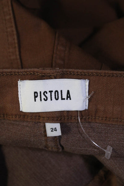 Pistola Womens Cotton Buttoned Zipped Slim Straight Pants Brown Size EUR24