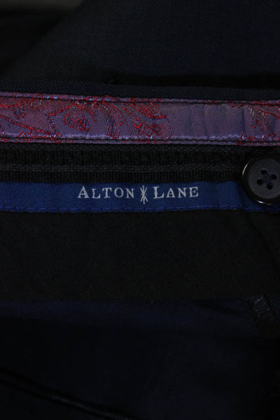 Alton Lane Mens Wool Pleated Front Straight Leg Dress Pants Navy Blue Size 34