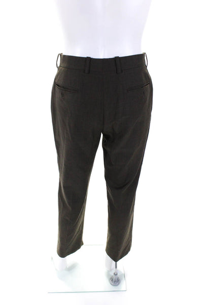 Alton Lane Mens Wool Mid-Rise Pleated Front Straight Leg Trousers Brown Size 36