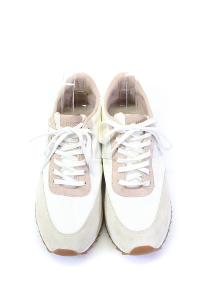 J Crew Mens Leather Colorblock Print Trainers Sneakers Beige White Size 9US
