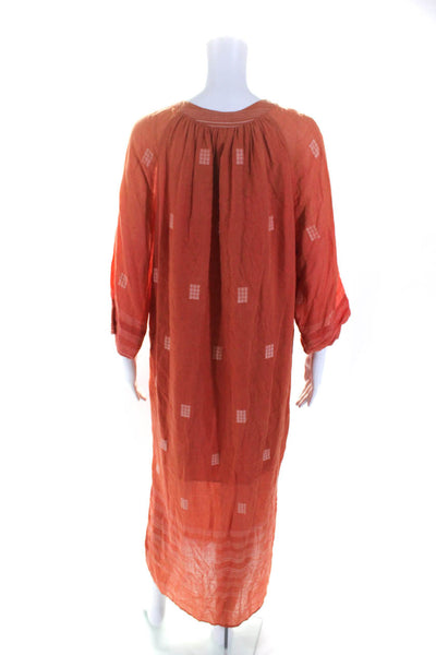 Mirth Women's Round Neck Short Sleeves A-Line Maxi Dress Orange Size S