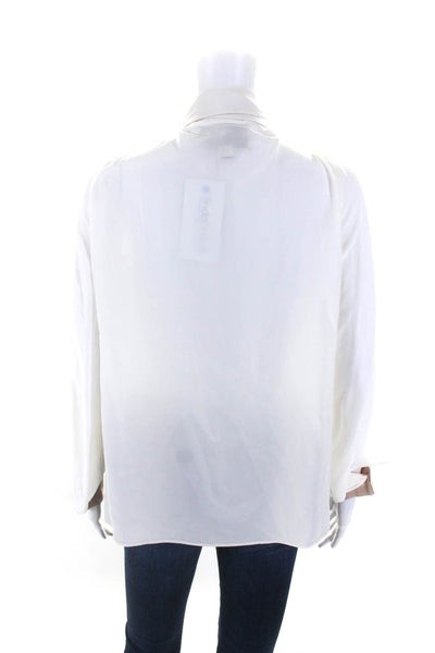 Alexis Womens Silk Tied Collared Buttoned Long Sleeve Blouse Top White Size XS