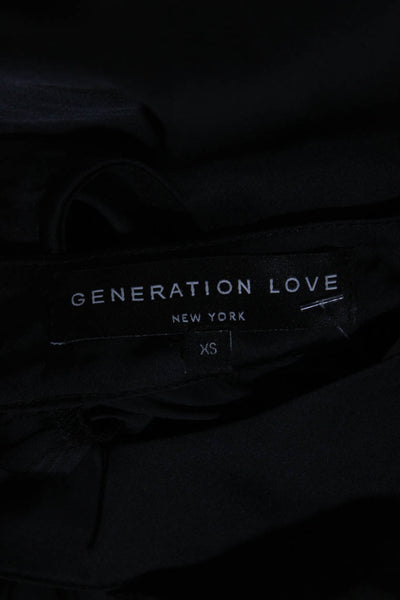 Generation Love Womens Cut-Out V-Neck Buttoned Bubble Hem Blouse Black Size XS