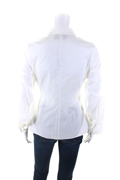 Alexis Womens Cotton High Low Tied Long Sleeve Buttoned Blouse Top White Size XS