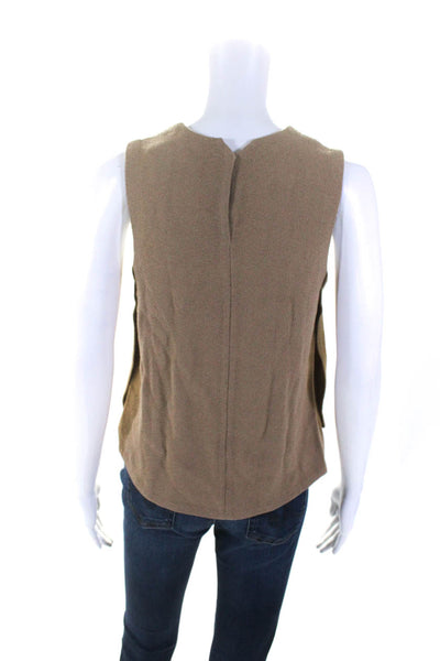 A.L.C. Womens Round Neck Hook & Loop Sleeveless Tank Top Blouse Brown Size XS