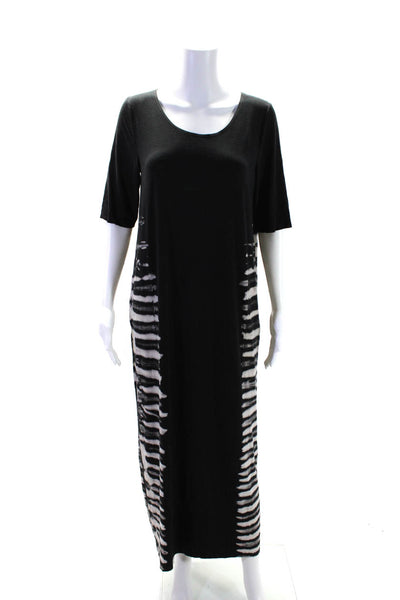 Raquel Allegra Womens Jersey Knit Tie Dye Short Sleeve Maxi Dress Black Size 2