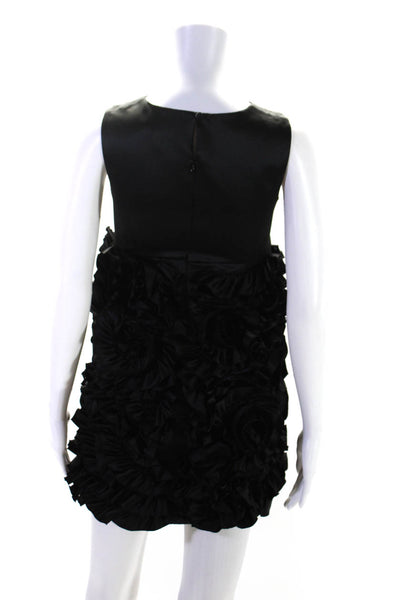 Milly Minis Womens Ruffled Textured Round Neck Sleeveless Dress Black Size 14