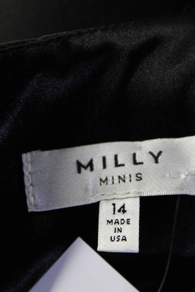 Milly Minis Womens Ruffled Textured Round Neck Sleeveless Dress Black Size 14