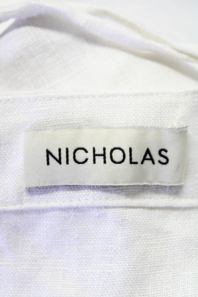 Nicholas Womens Linen Spaghetti Strap Sleeveless V Neck Jumpsuit White Size 4