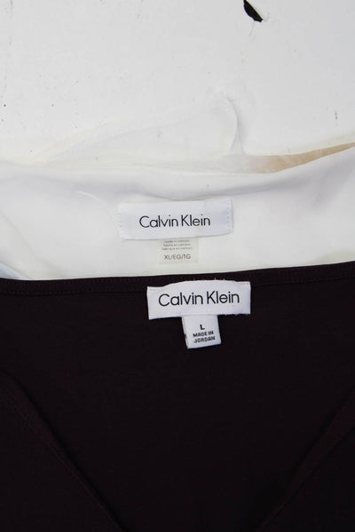 Calvin Klein Womens Tank Blouse V-Neck Top Multicolor Purple Size XL L Lot 2