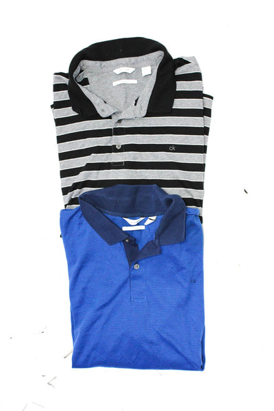 Calvin Klein Mens Cotton Casual Short Sleeve Polo Tops Gray Blue Size 2XL Lot 2